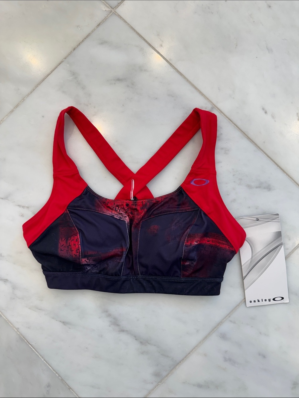 NWT Oakley Red, Purple and Black Crossback Sports Bra